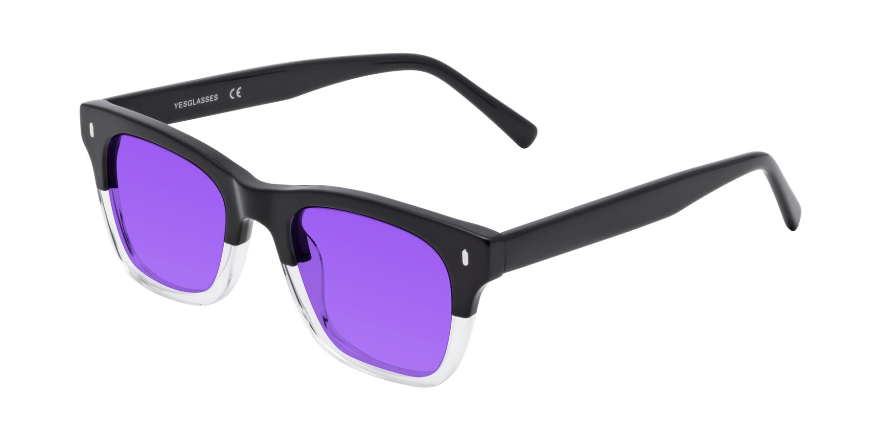 Angle of Ben in Black-Clear with Purple Tinted Lenses