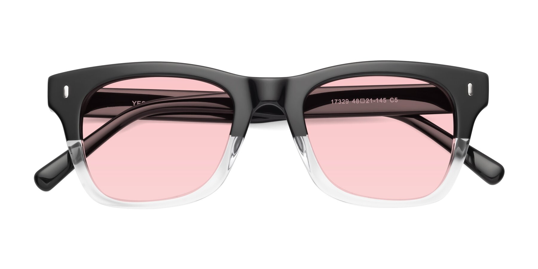 Folded Front of Ben in Black-Clear with Light Garnet Tinted Lenses