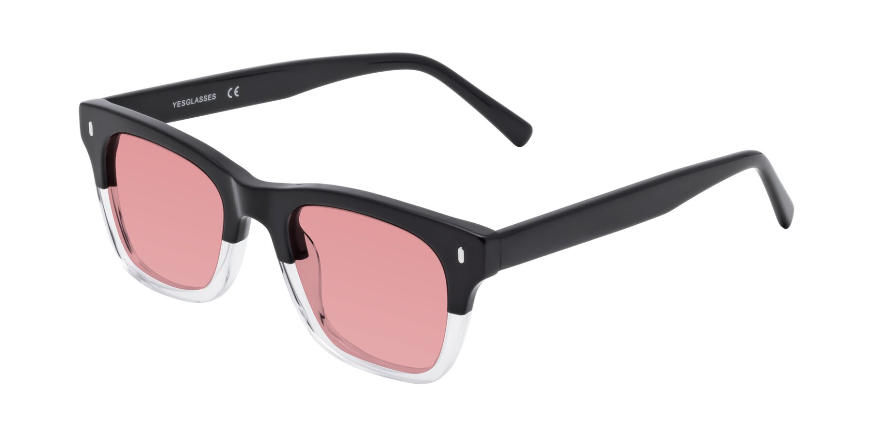 Angle of Ben in Black-Clear with Medium Garnet Tinted Lenses