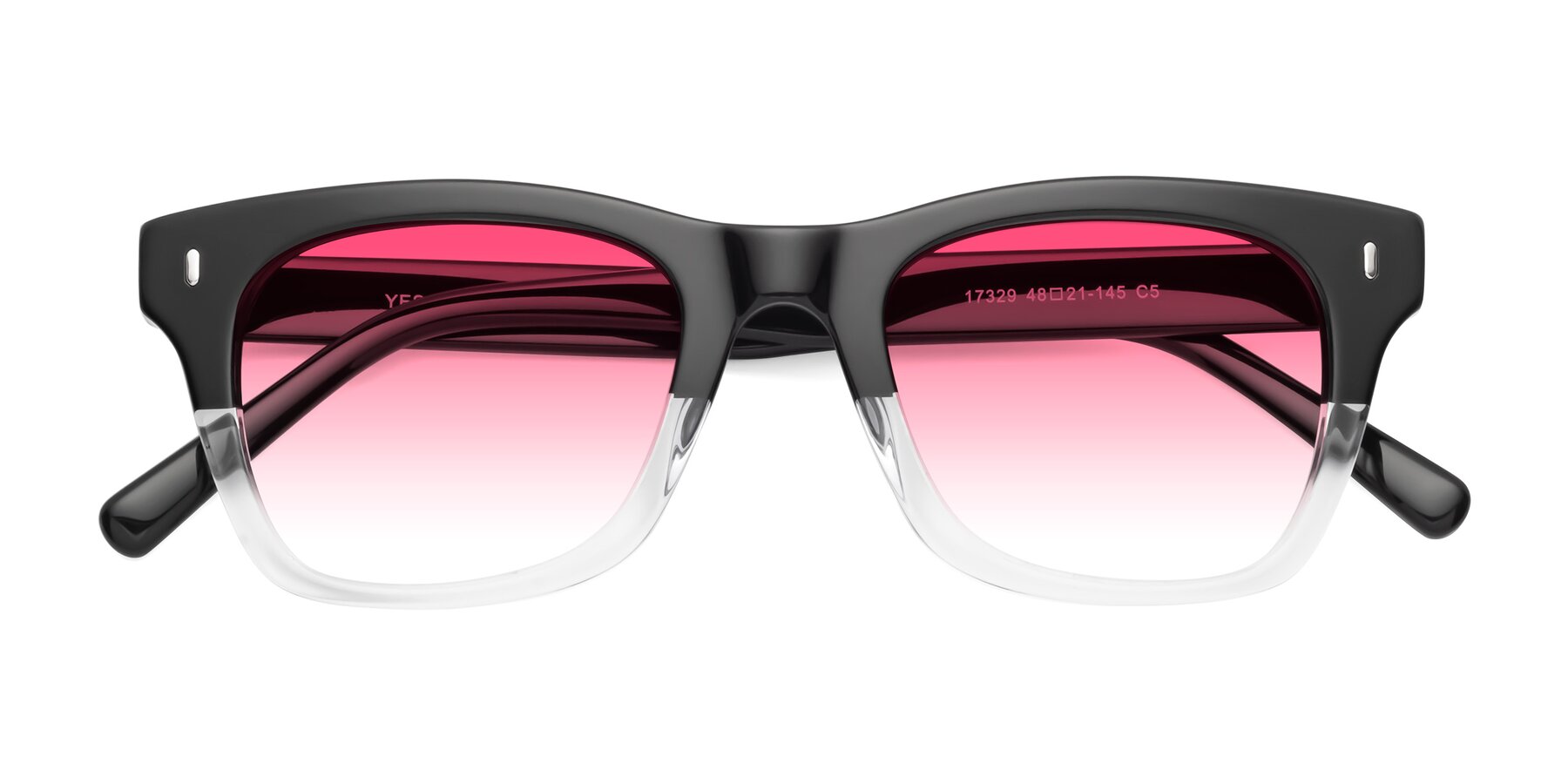 Folded Front of 17329 in Black-Clear with Pink Gradient Lenses