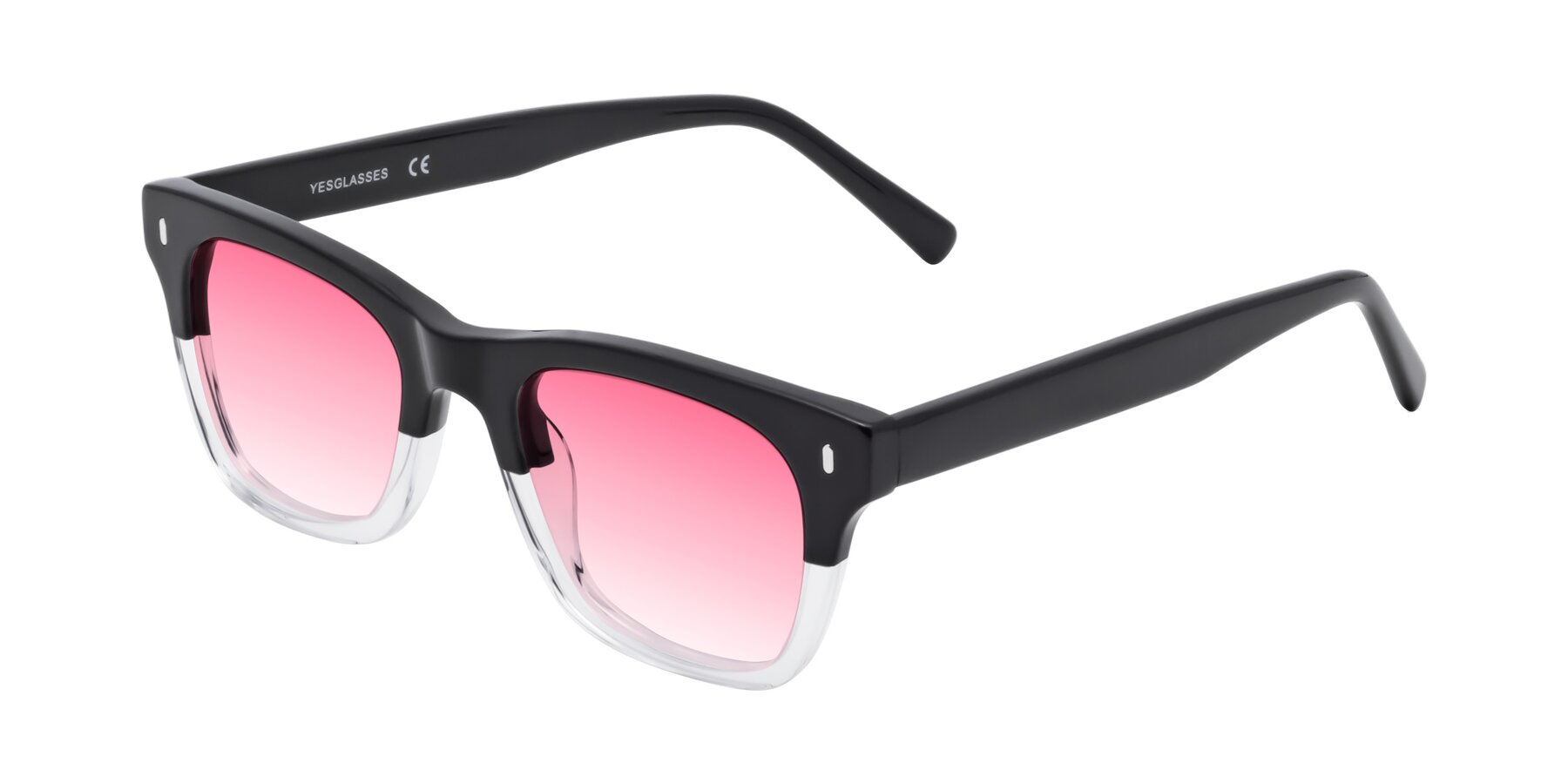 Angle of 17329 in Black-Clear with Pink Gradient Lenses