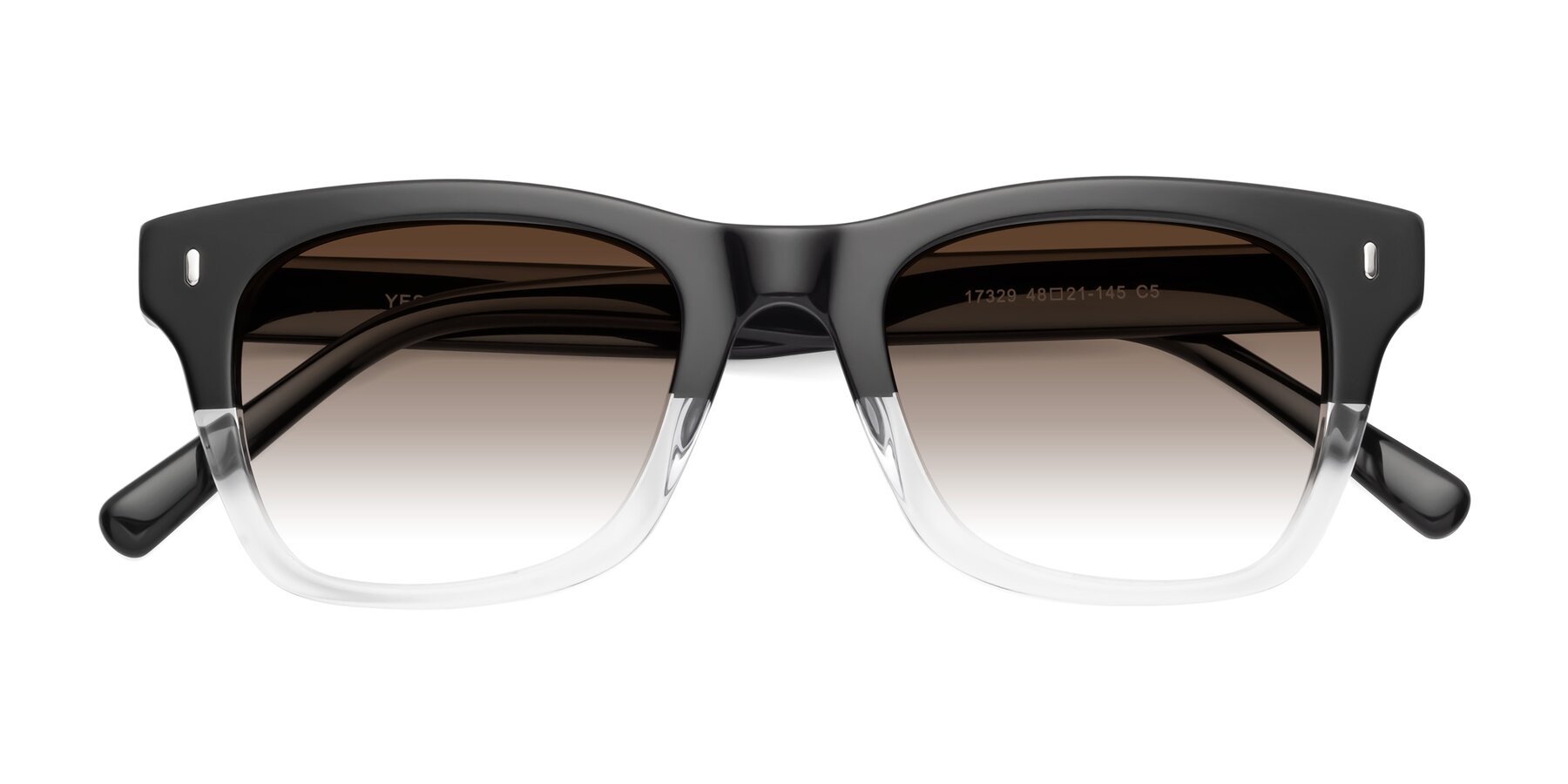 Folded Front of Ben in Black-Clear with Brown Gradient Lenses