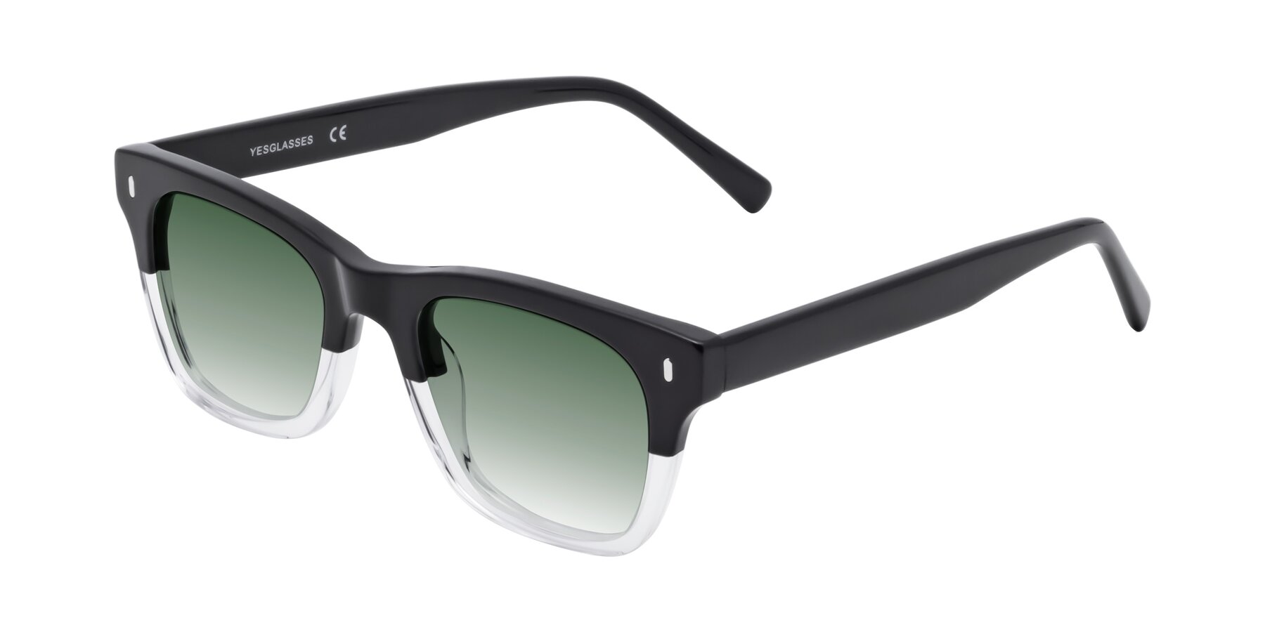 Angle of Ben in Black-Clear with Green Gradient Lenses
