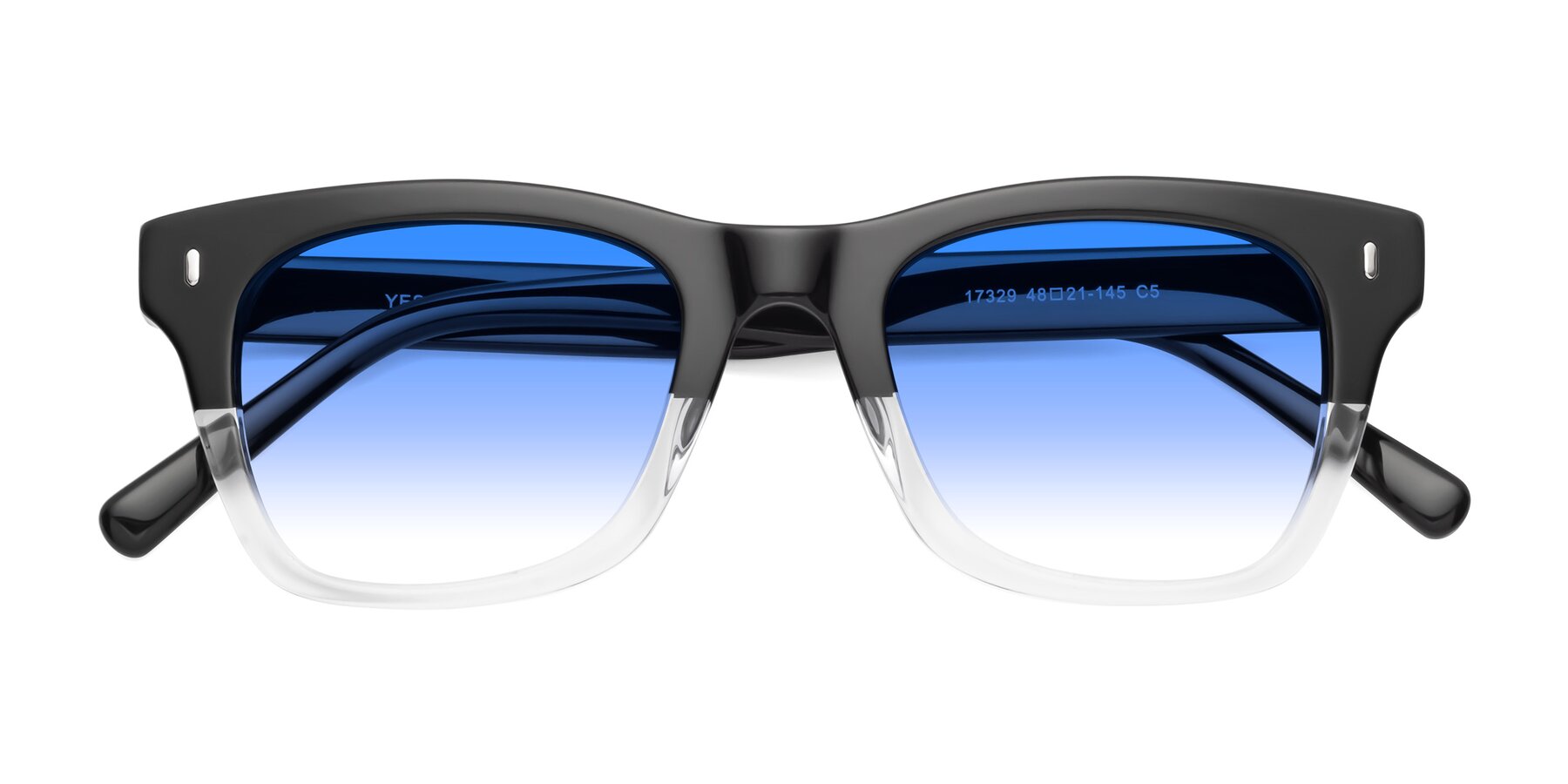 Folded Front of Ben in Black-Clear with Blue Gradient Lenses