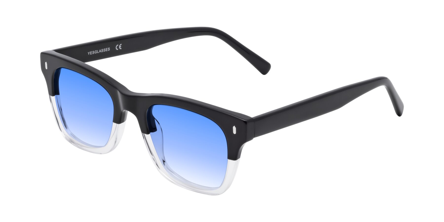 Angle of Ben in Black-Clear with Blue Gradient Lenses