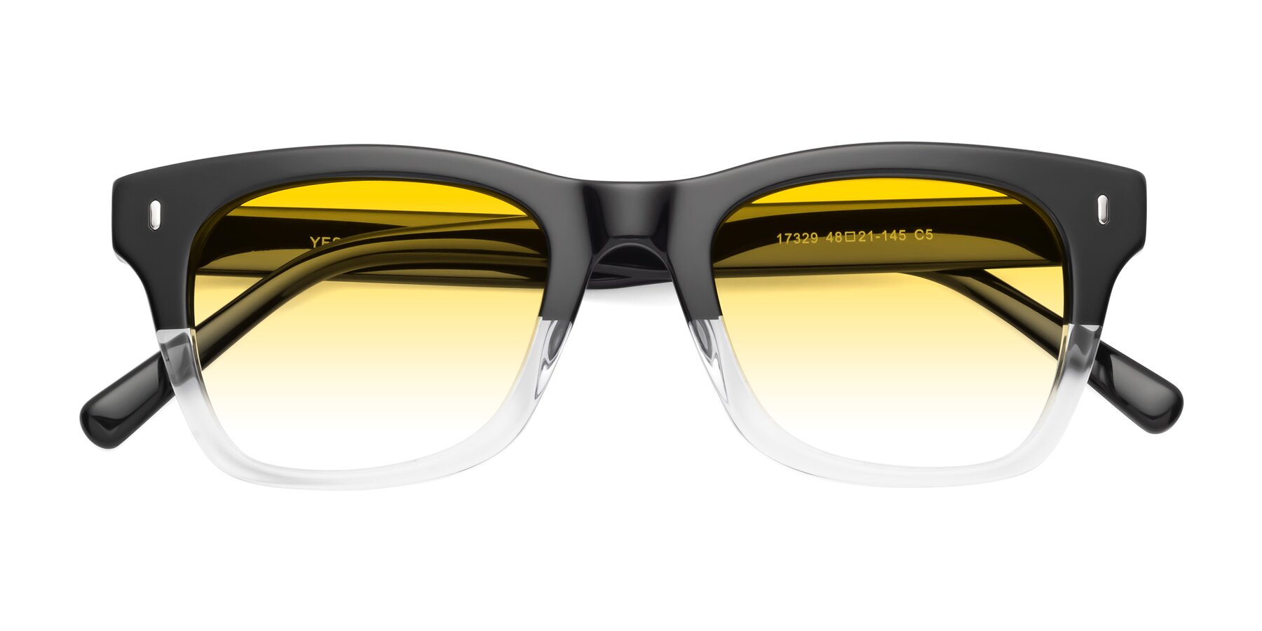 Folded Front of Ben in Black-Clear with Yellow Gradient Lenses