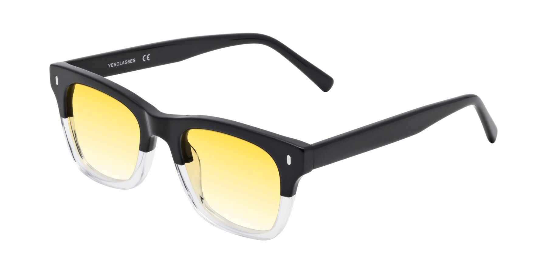 Angle of Ben in Black-Clear with Yellow Gradient Lenses