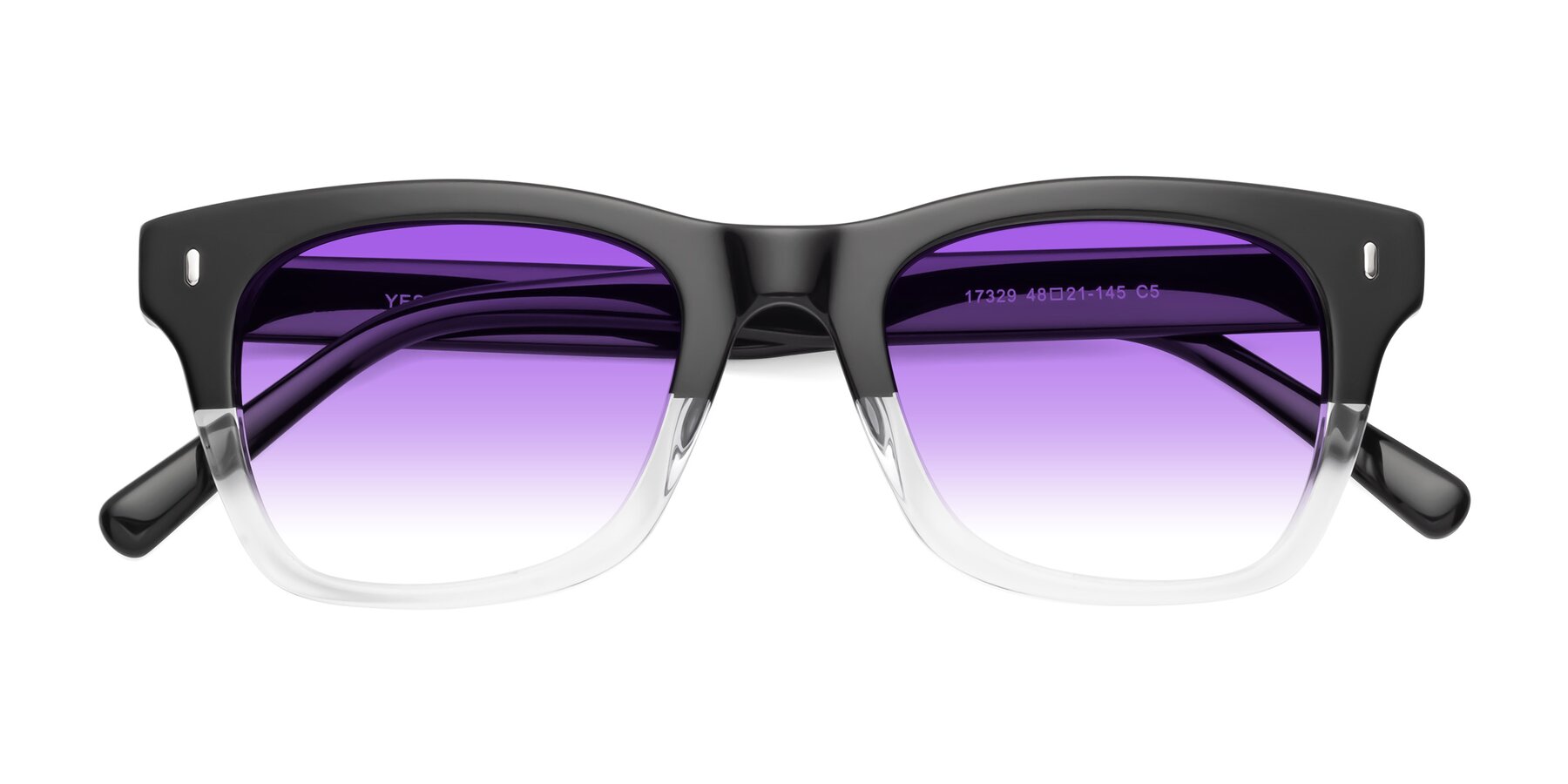 Folded Front of Ben in Black-Clear with Purple Gradient Lenses