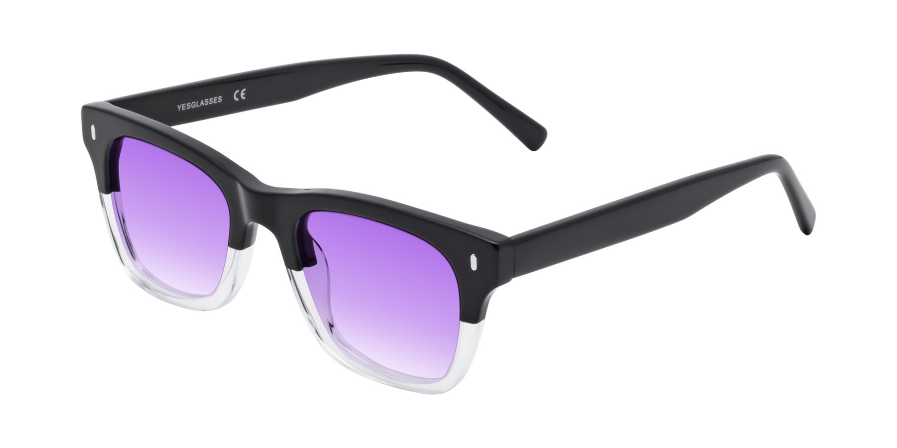 Angle of Ben in Black-Clear with Purple Gradient Lenses