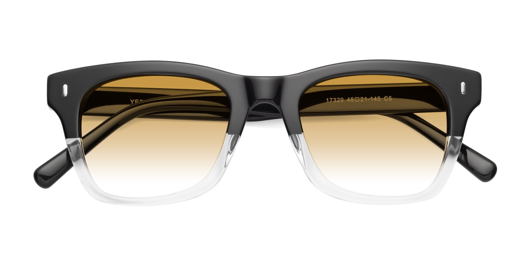 Folded Front of Ben in Black-Clear with Champagne Gradient Lenses