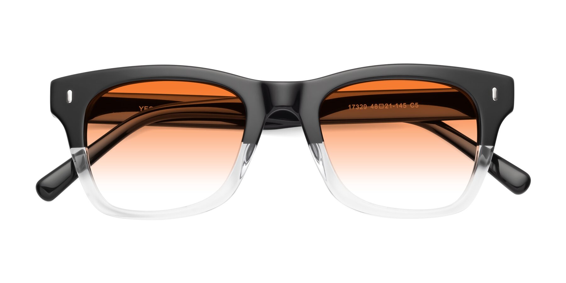 Folded Front of Ben in Black-Clear with Orange Gradient Lenses