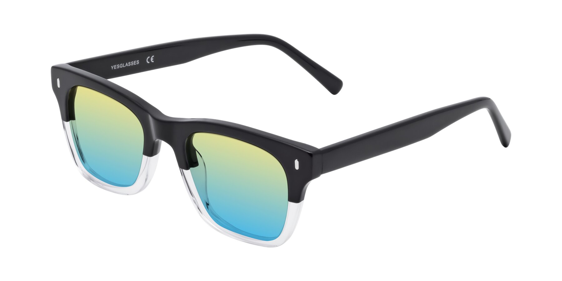 Angle of Ben in Black-Clear with Yellow / Blue Gradient Lenses