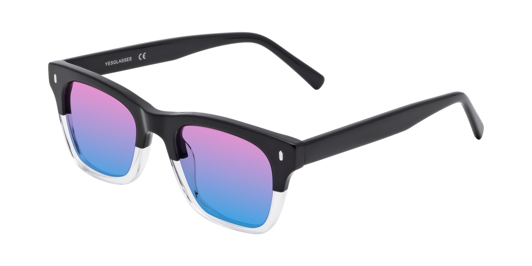 Angle of Ben in Black-Clear with Pink / Blue Gradient Lenses