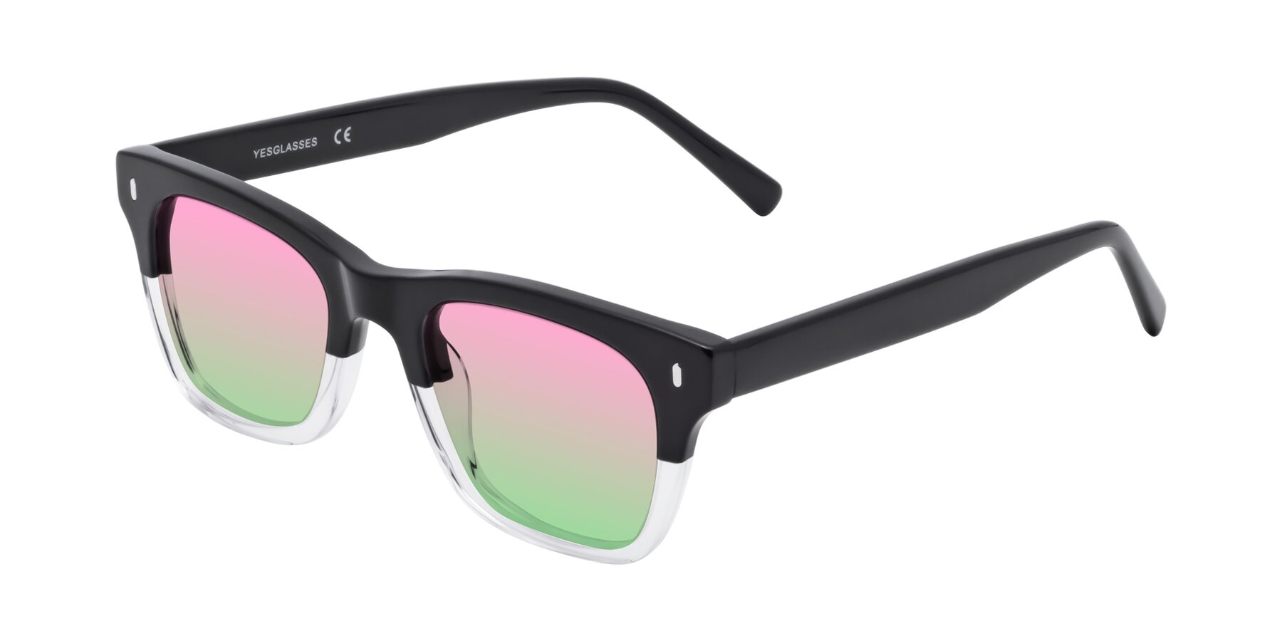 Angle of 17329 in Black-Clear with Pink / Green Gradient Lenses