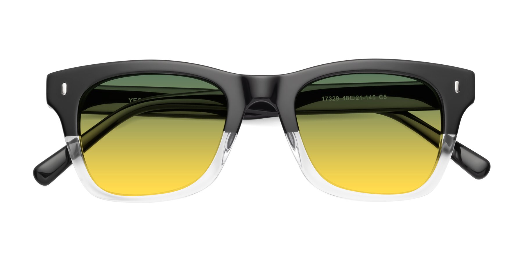 Folded Front of Ben in Black-Clear with Green / Yellow Gradient Lenses