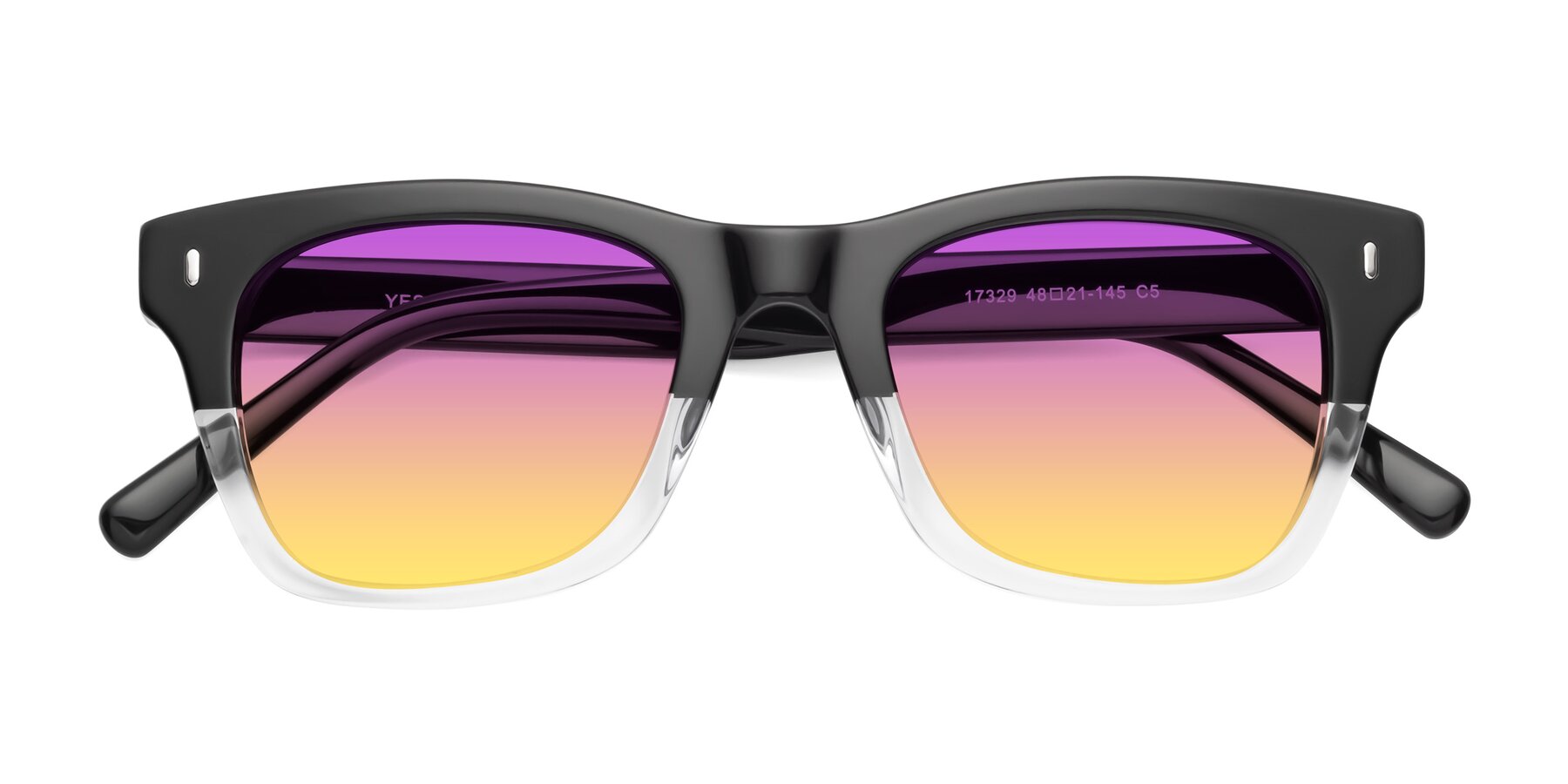 Folded Front of Ben in Black-Clear with Purple / Yellow Gradient Lenses