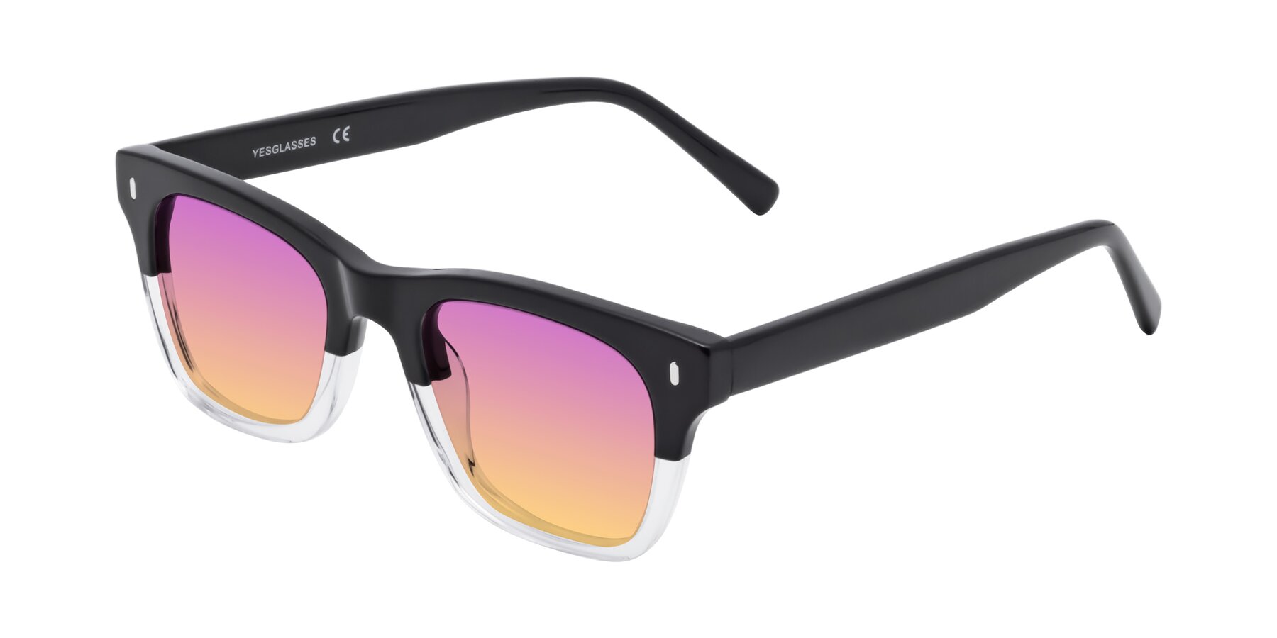 Angle of Ben in Black-Clear with Purple / Yellow Gradient Lenses