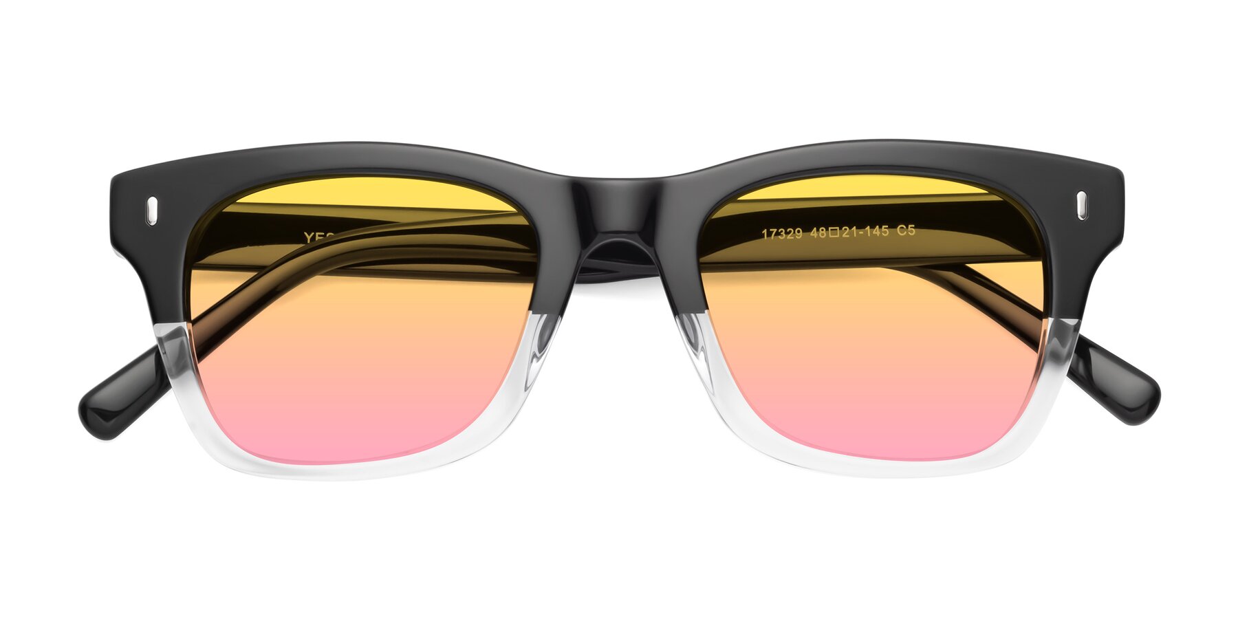 Folded Front of Ben in Black-Clear with Yellow / Pink Gradient Lenses
