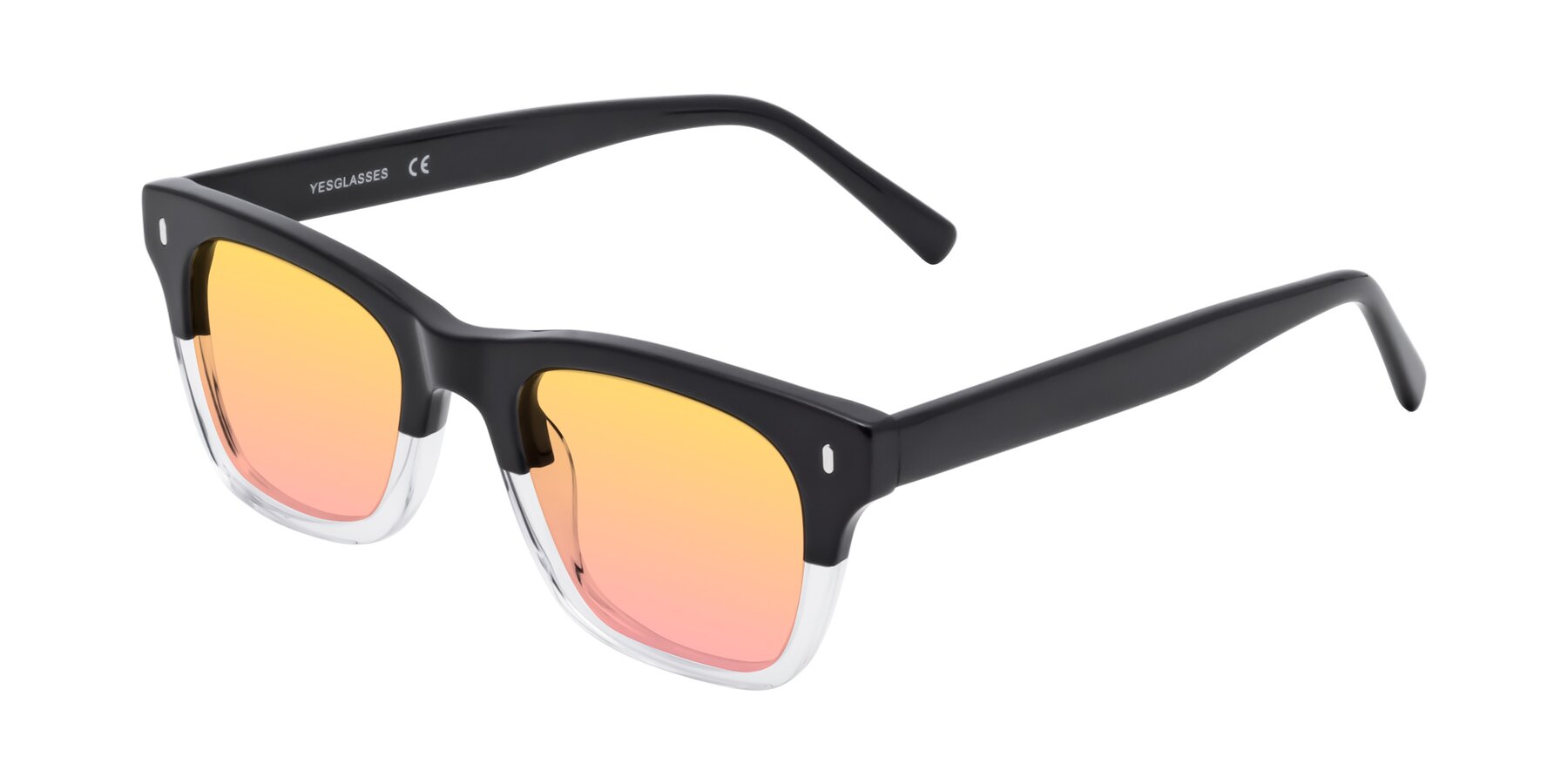Angle of Ben in Black-Clear with Yellow / Pink Gradient Lenses