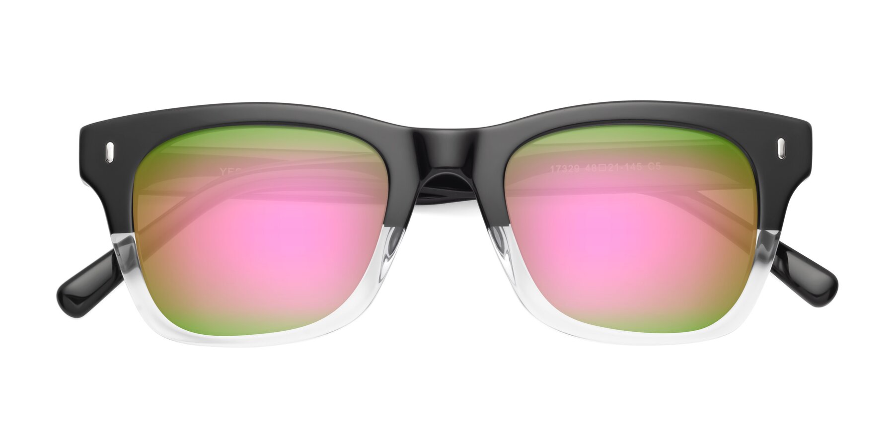 Folded Front of Ben in Black-Clear with Pink Mirrored Lenses