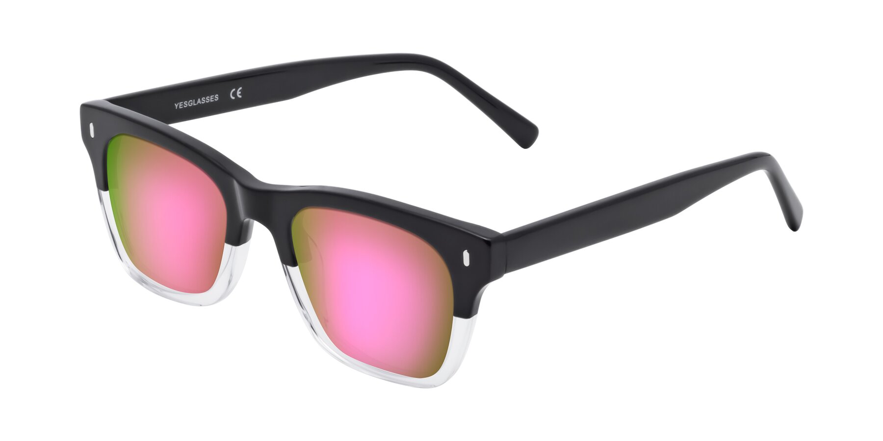 Angle of Ben in Black-Clear with Pink Mirrored Lenses