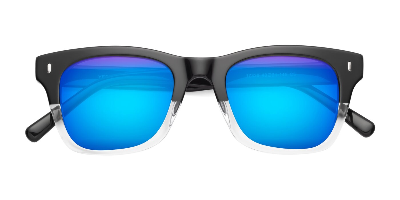 17329 - Black / Clear Flash Mirrored Sunglasses