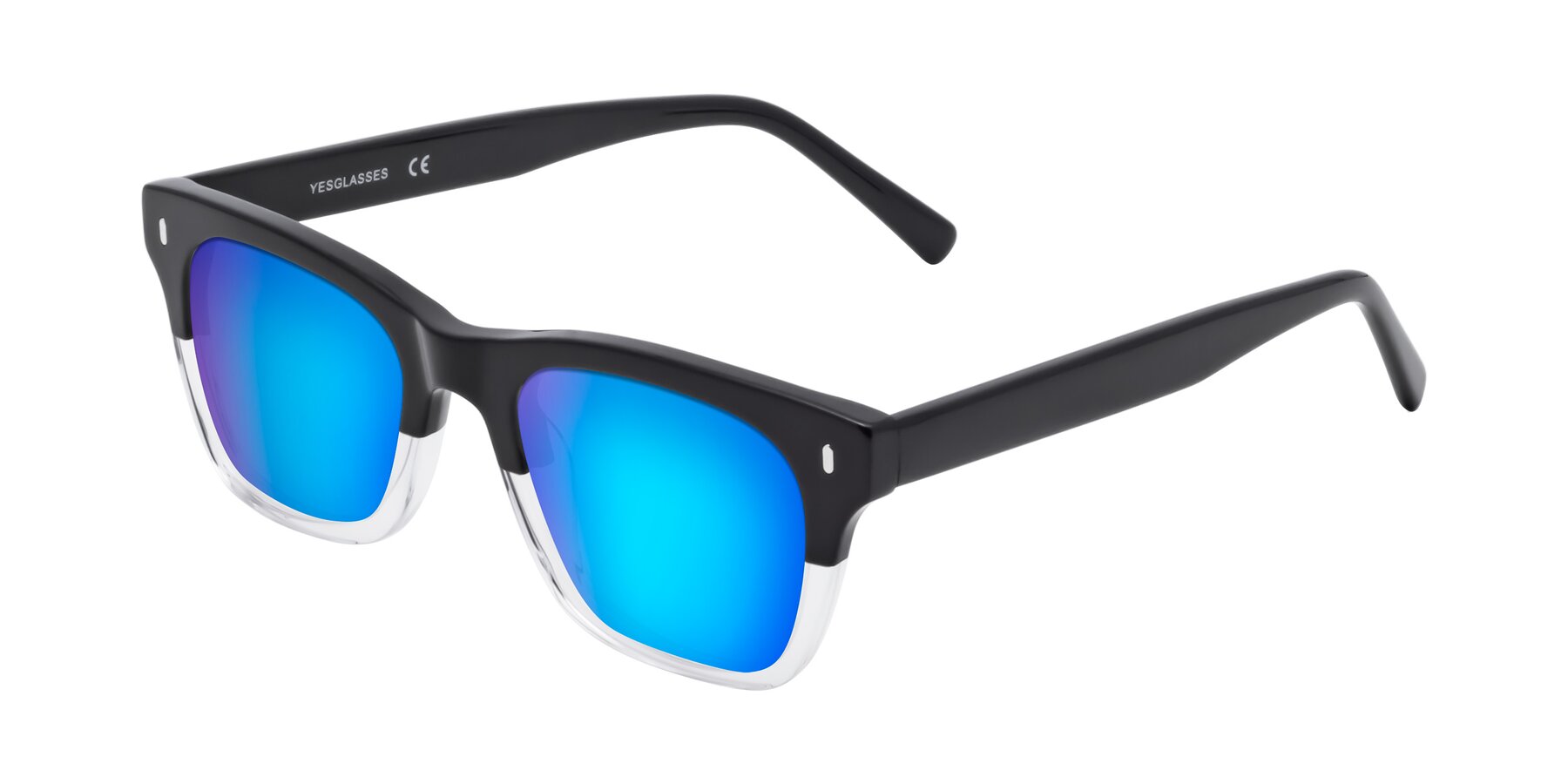 Angle of Ben in Black-Clear with Blue Mirrored Lenses