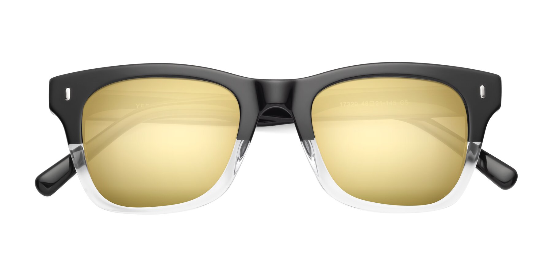 Folded Front of Ben in Black-Clear with Gold Mirrored Lenses