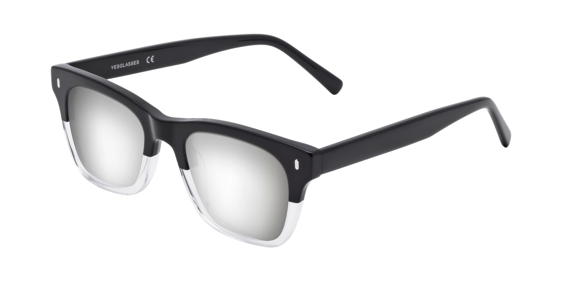 Angle of Ben in Black-Clear with Silver Mirrored Lenses