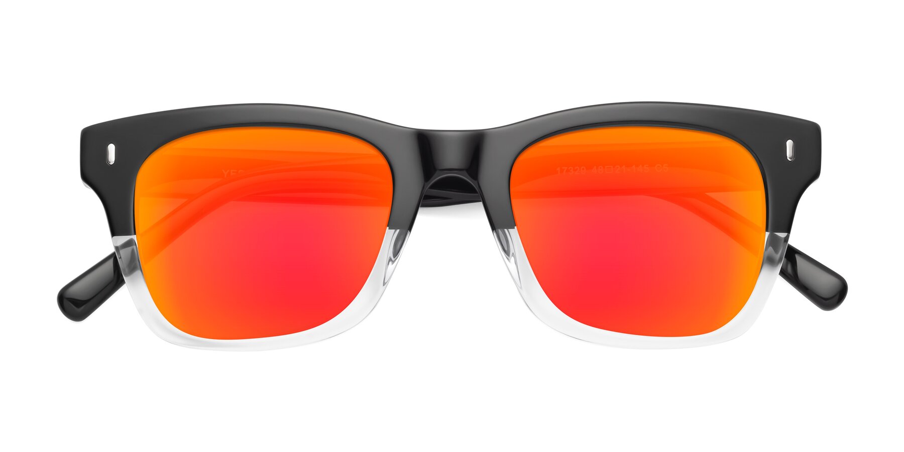 Folded Front of Ben in Black-Clear with Red Gold Mirrored Lenses
