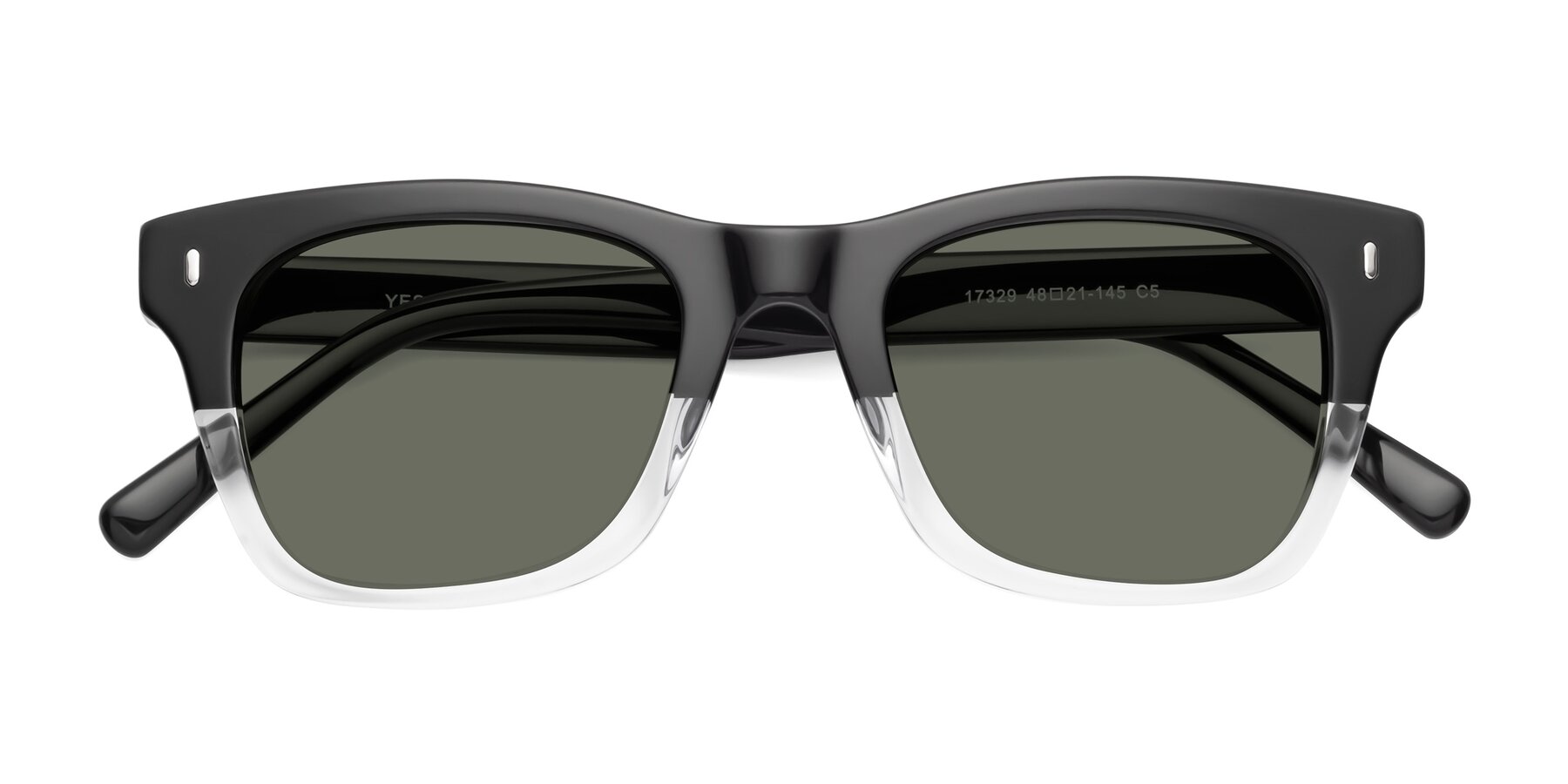 Folded Front of 17329 in Black-Clear with Gray Polarized Lenses