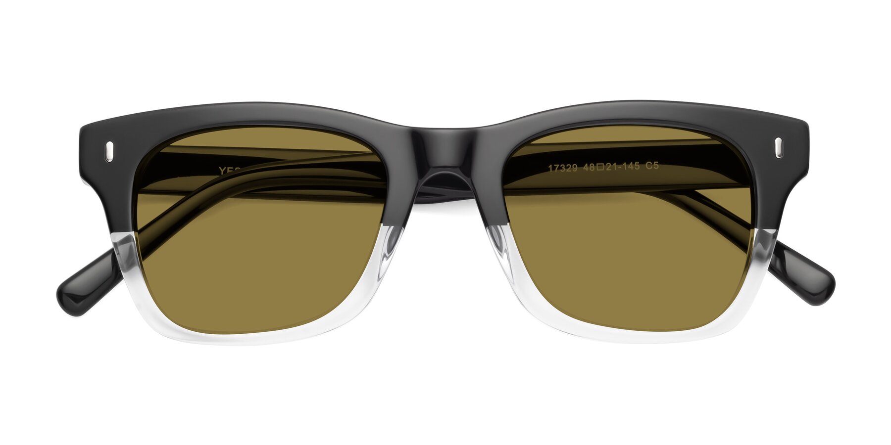 Folded Front of 17329 in Black-Clear with Brown Polarized Lenses