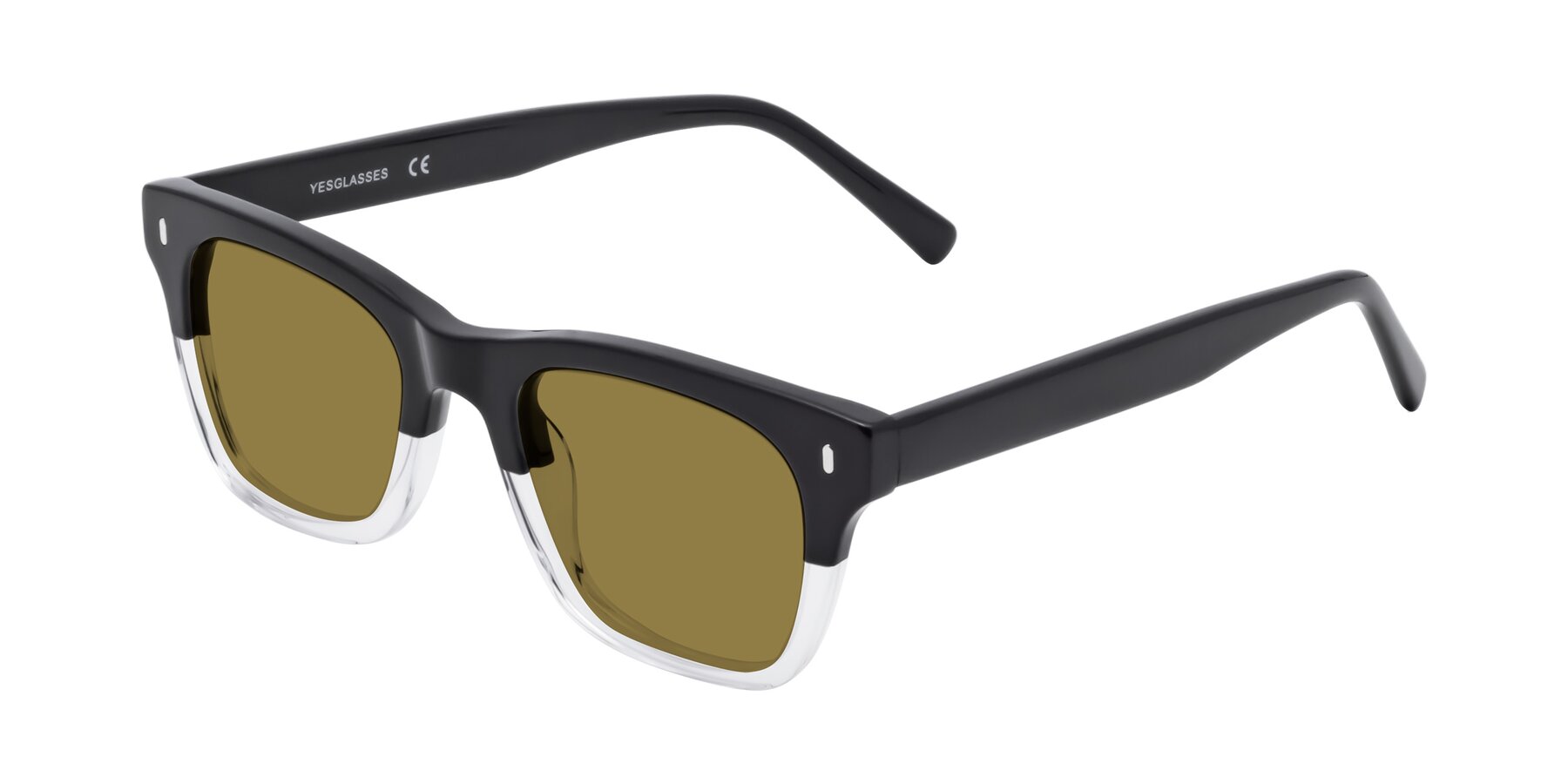 Angle of 17329 in Black-Clear with Brown Polarized Lenses
