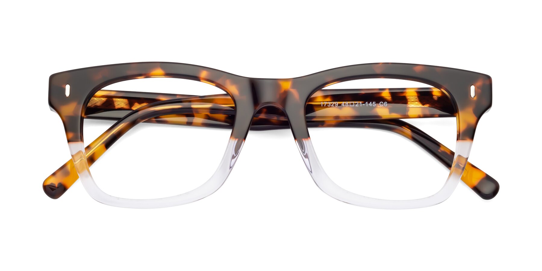 Folded Front of 17329 in Tortoise-Clear with Clear Blue Light Blocking Lenses
