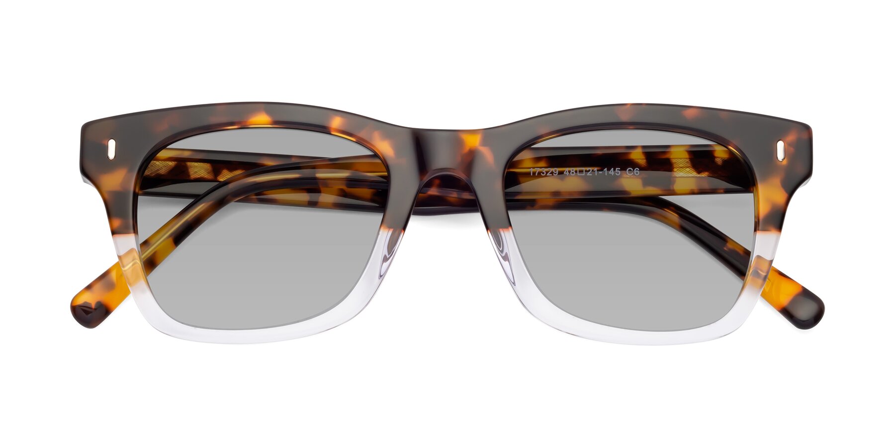 Folded Front of 17329 in Tortoise-Clear with Light Gray Tinted Lenses
