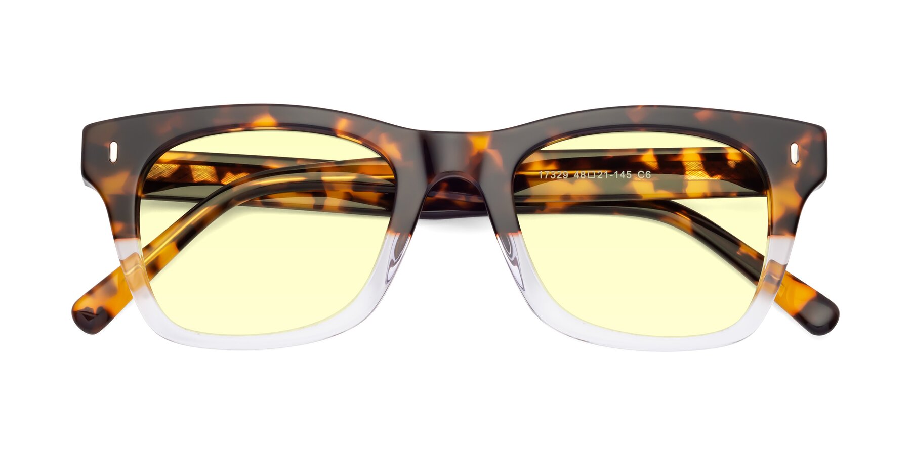 Folded Front of Ben in Tortoise-Clear with Light Yellow Tinted Lenses