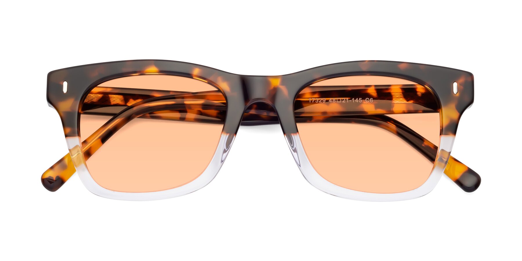 Folded Front of Ben in Tortoise-Clear with Light Orange Tinted Lenses