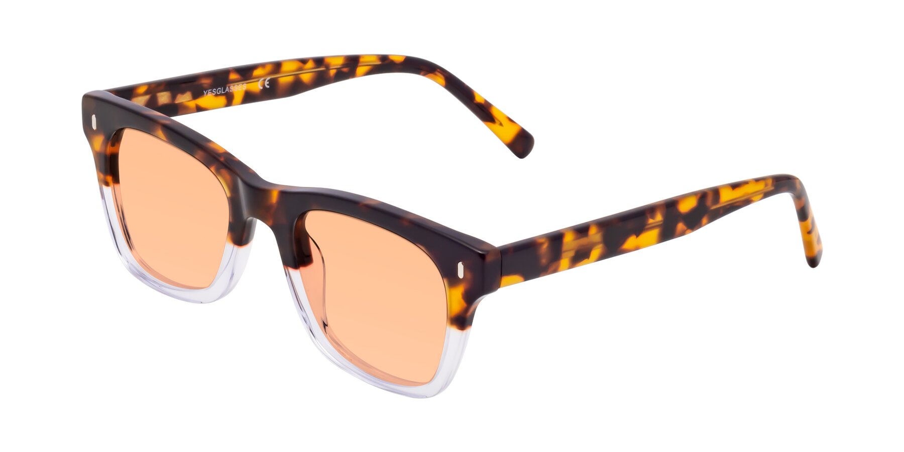 Angle of Ben in Tortoise-Clear with Light Orange Tinted Lenses