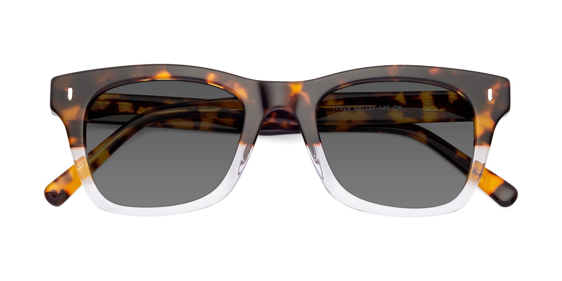 Folded Front of 17329 in Tortoise-Clear with Medium Gray Tinted Lenses