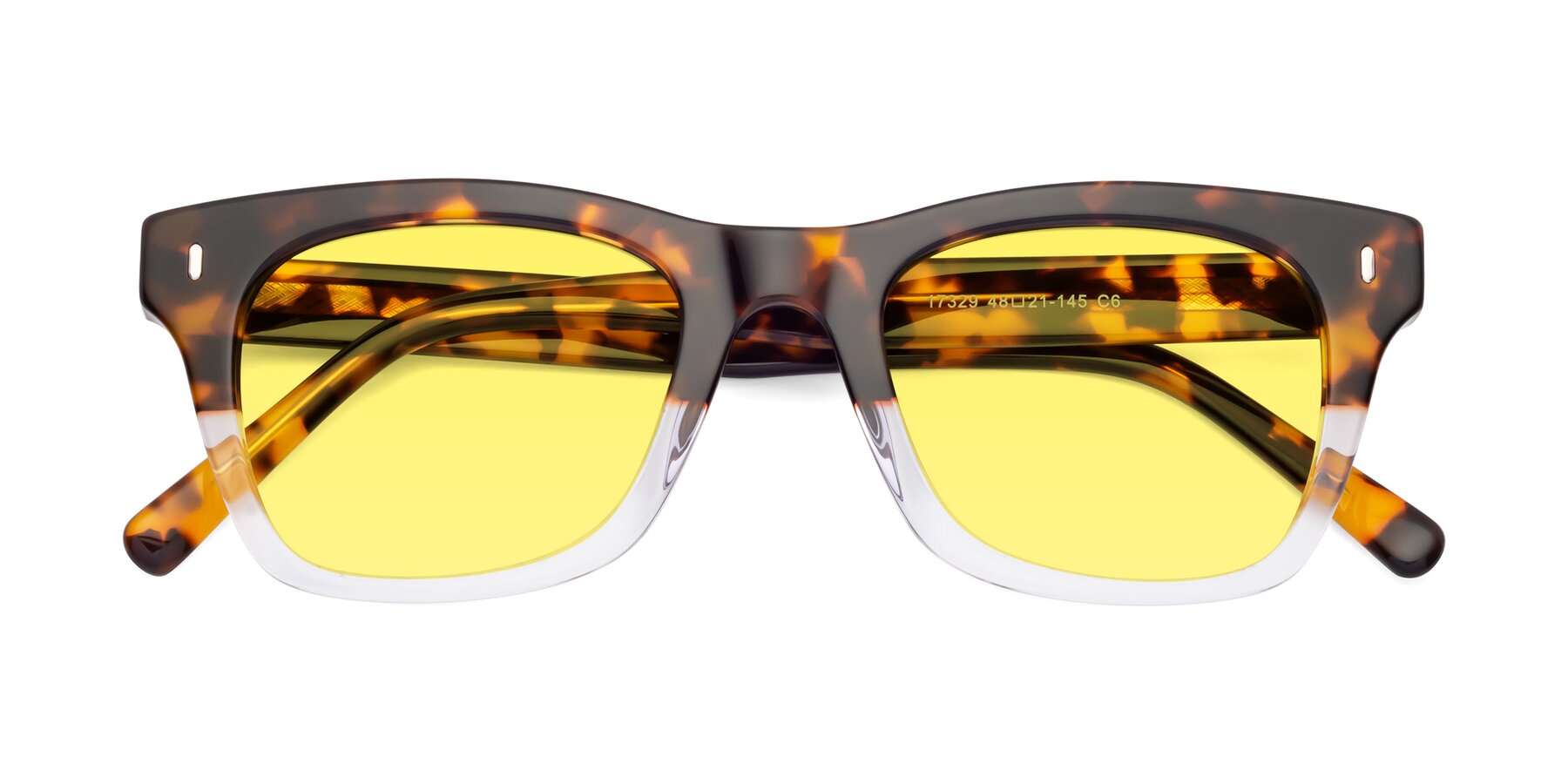 Folded Front of Ben in Tortoise-Clear with Medium Yellow Tinted Lenses