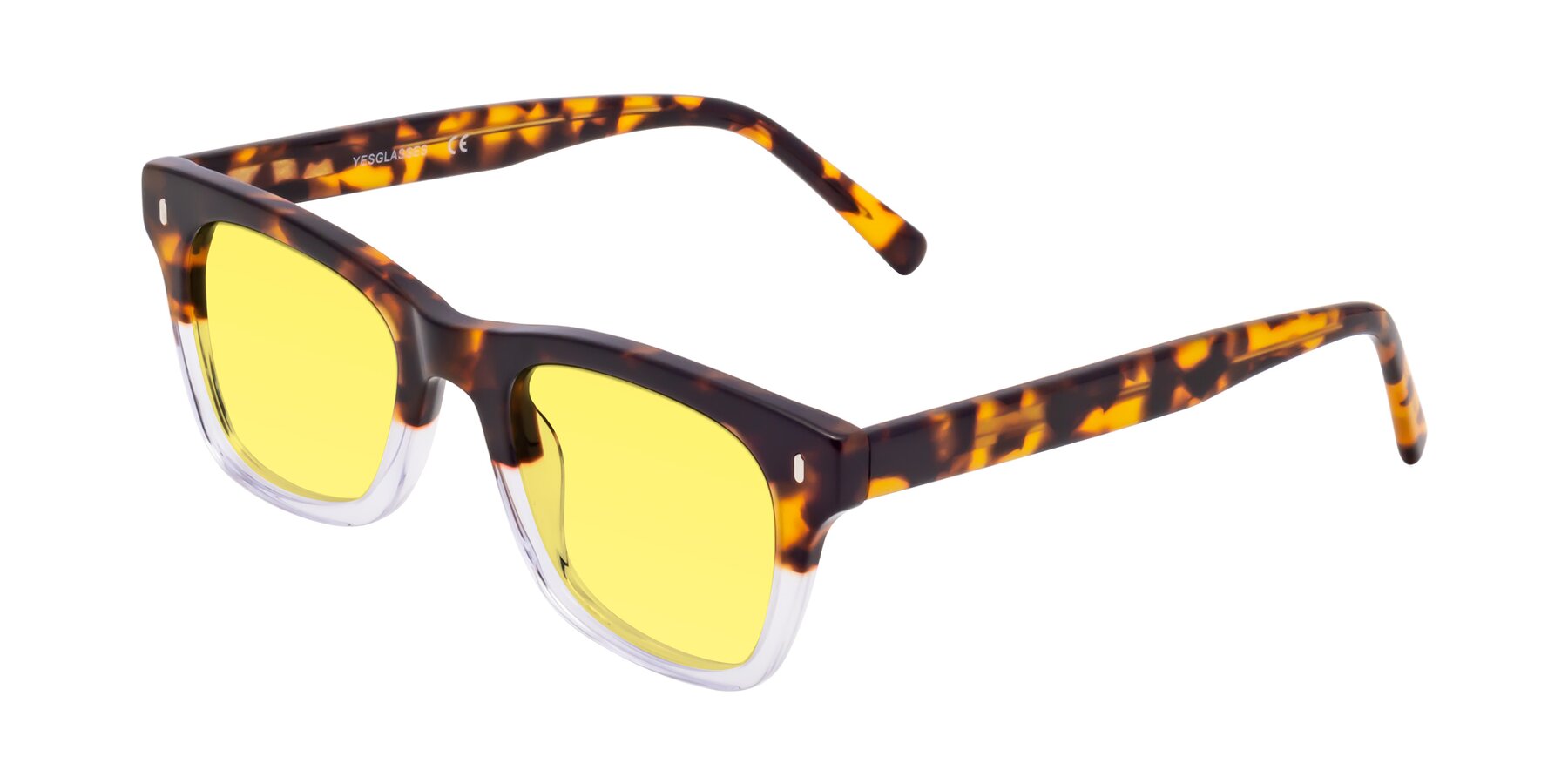 Angle of Ben in Tortoise-Clear with Medium Yellow Tinted Lenses