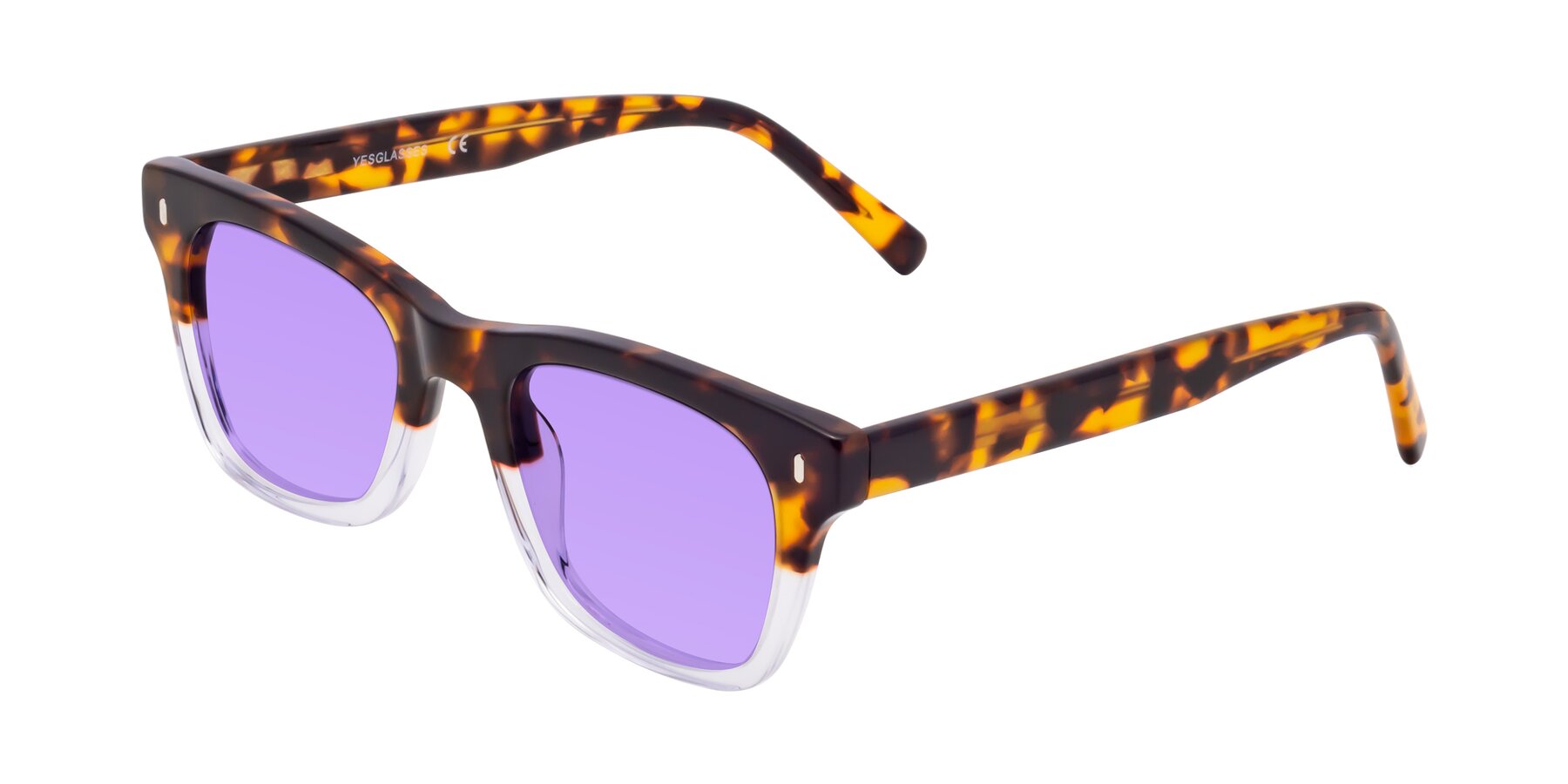 Angle of Ben in Tortoise-Clear with Medium Purple Tinted Lenses