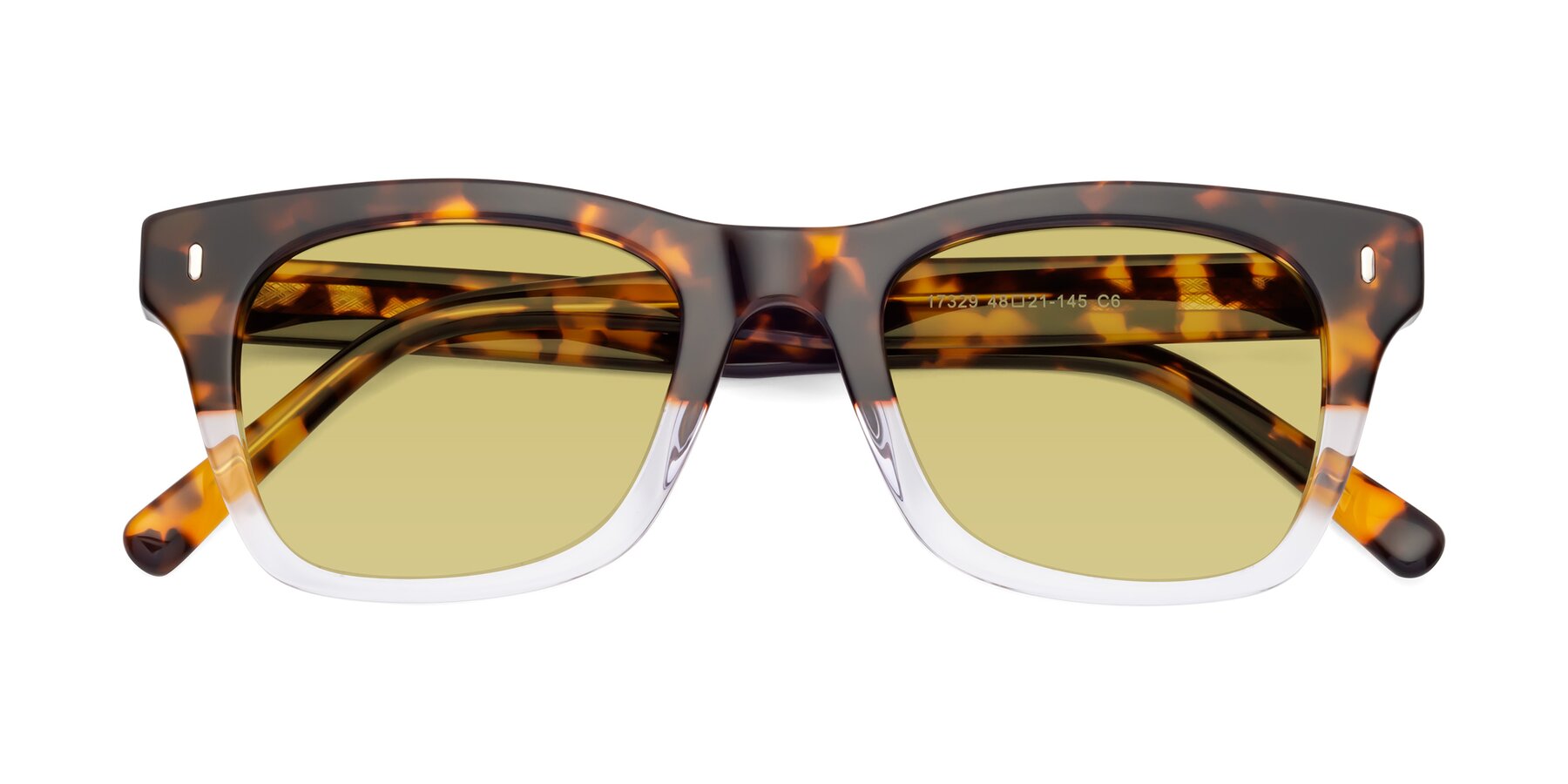 Folded Front of Ben in Tortoise-Clear with Medium Champagne Tinted Lenses
