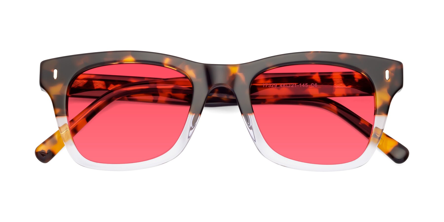Folded Front of Ben in Tortoise-Clear with Red Tinted Lenses