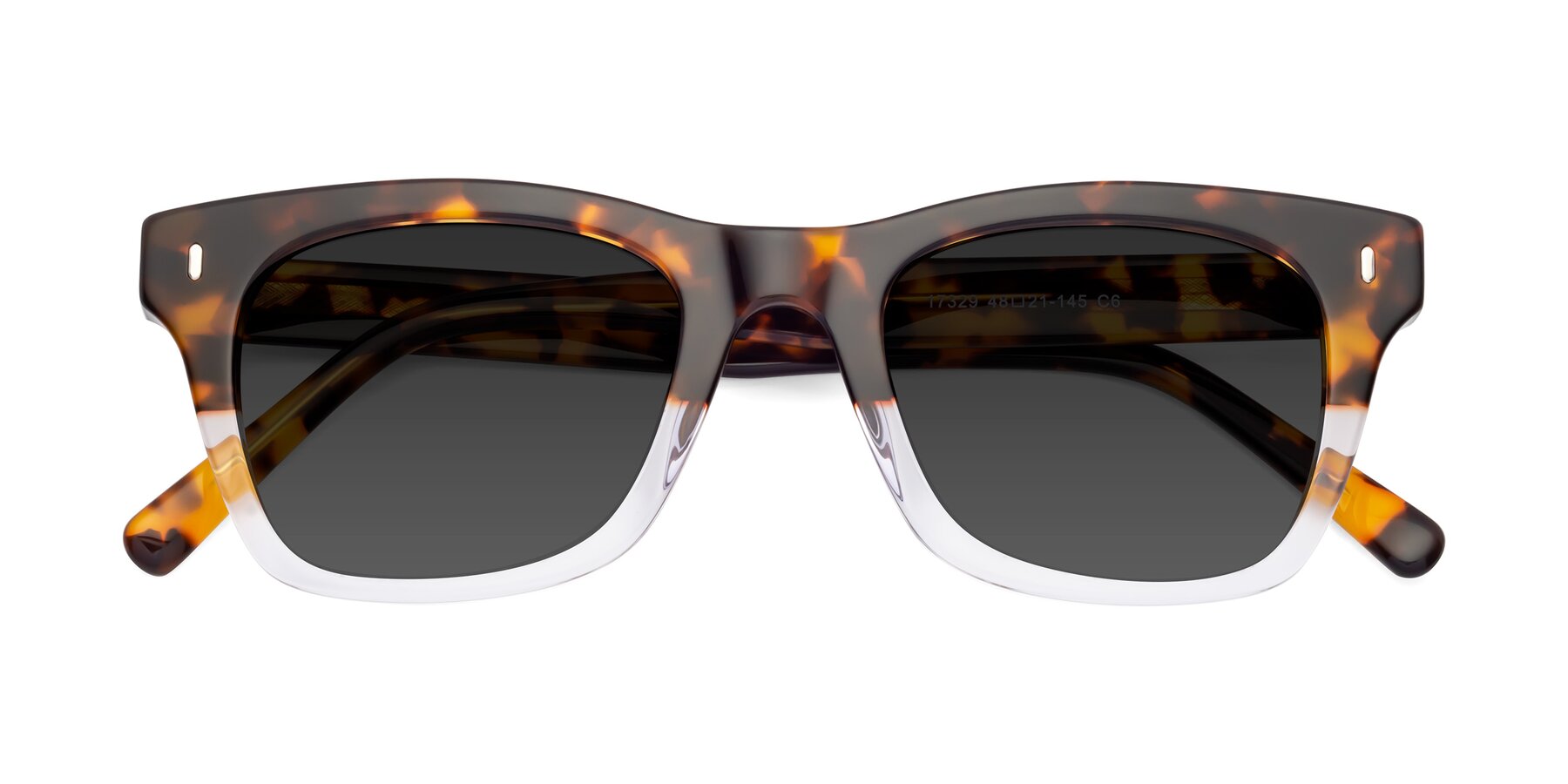 Folded Front of Ben in Tortoise-Clear with Gray Tinted Lenses