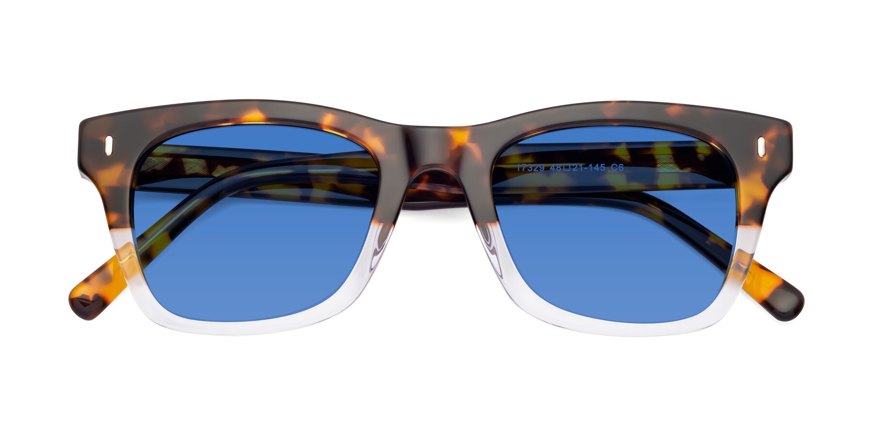 Folded Front of Ben in Tortoise-Clear with Blue Tinted Lenses