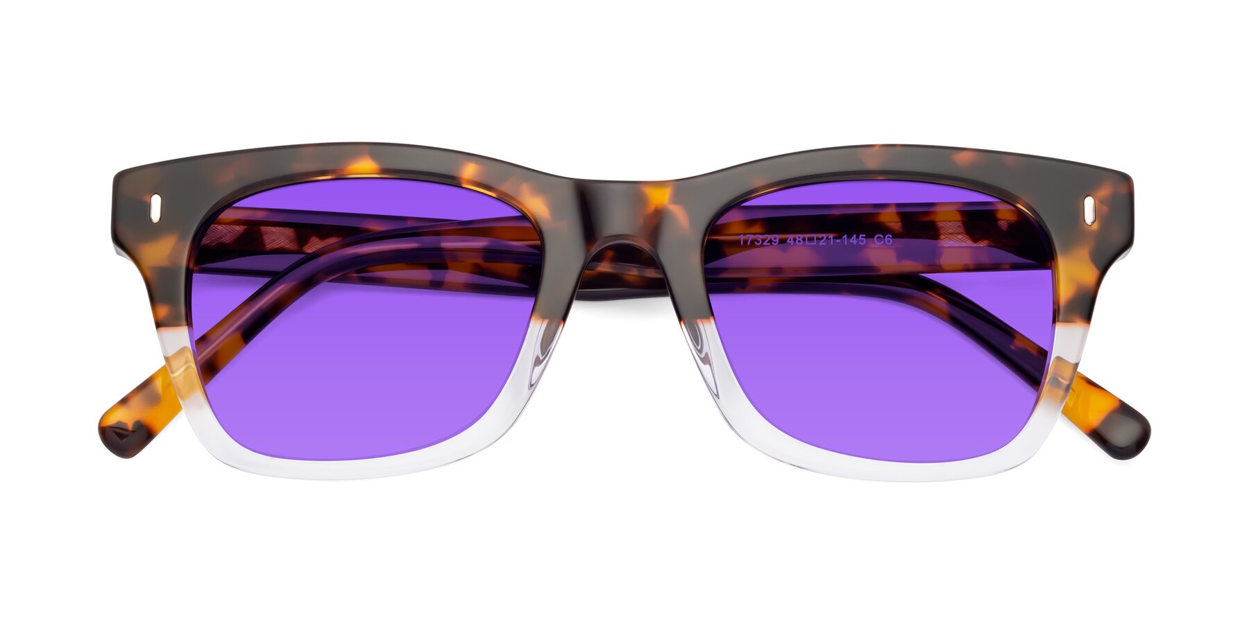 Folded Front of Ben in Tortoise-Clear with Purple Tinted Lenses