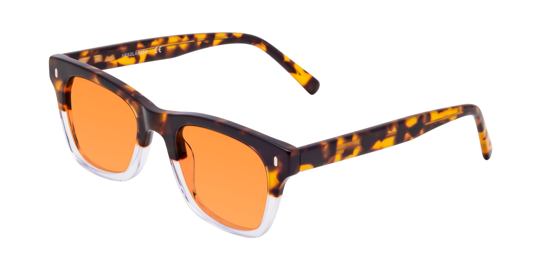 Angle of 17329 in Tortoise-Clear with Orange Tinted Lenses