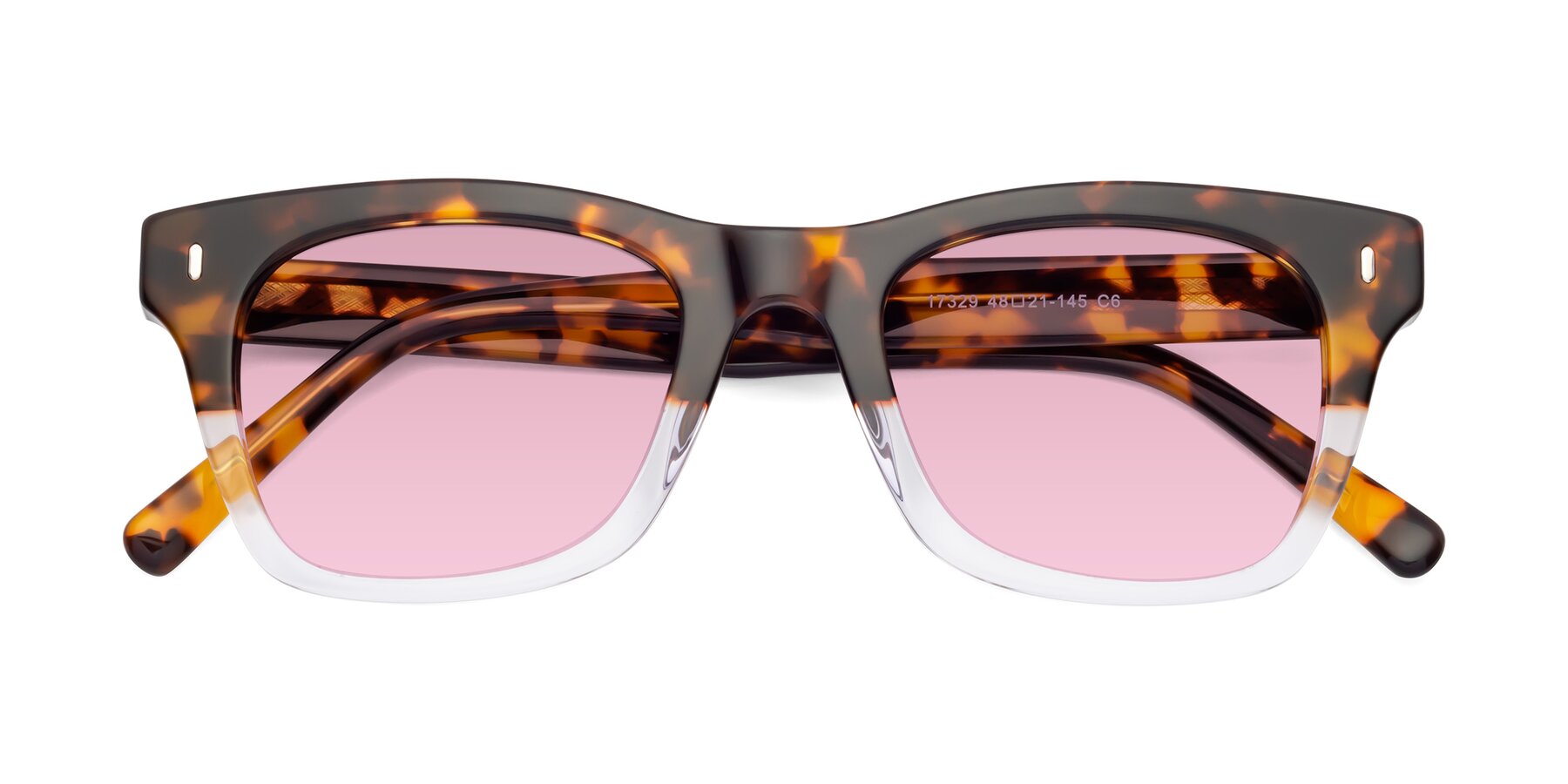 Folded Front of Ben in Tortoise-Clear with Light Wine Tinted Lenses