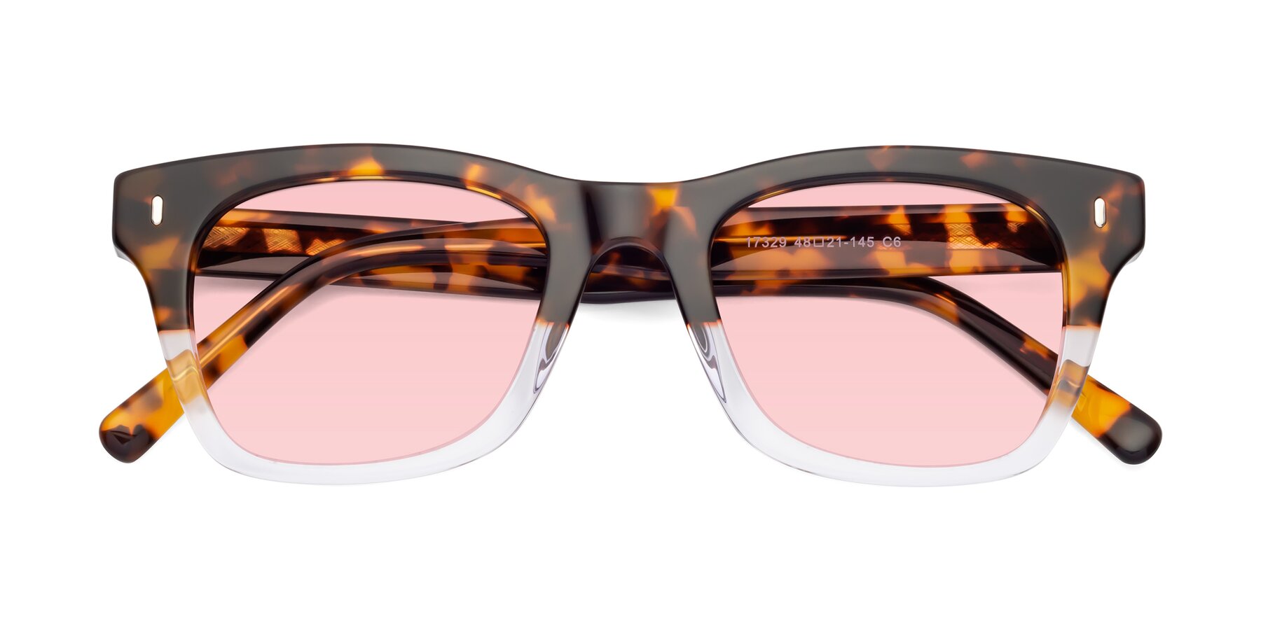 Folded Front of Ben in Tortoise-Clear with Light Garnet Tinted Lenses